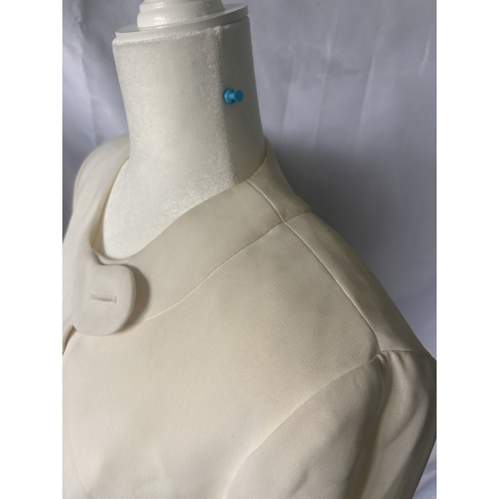 VTG Scaasi Dress Ivory Cream Coat Dress NWT Size 4 Gold Buttons Old Money 90s - Picture 8 of 16